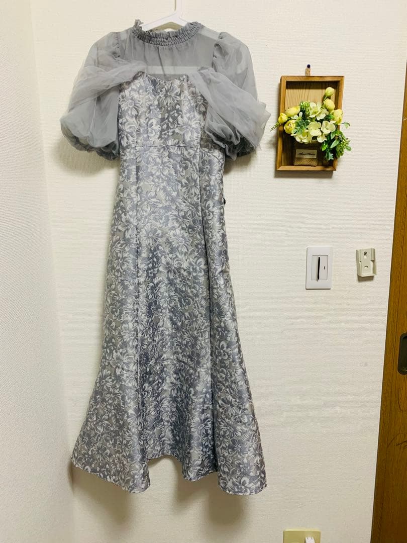 dazzlin シアーベールジャガードワンピース オケージョンドレス グレー S