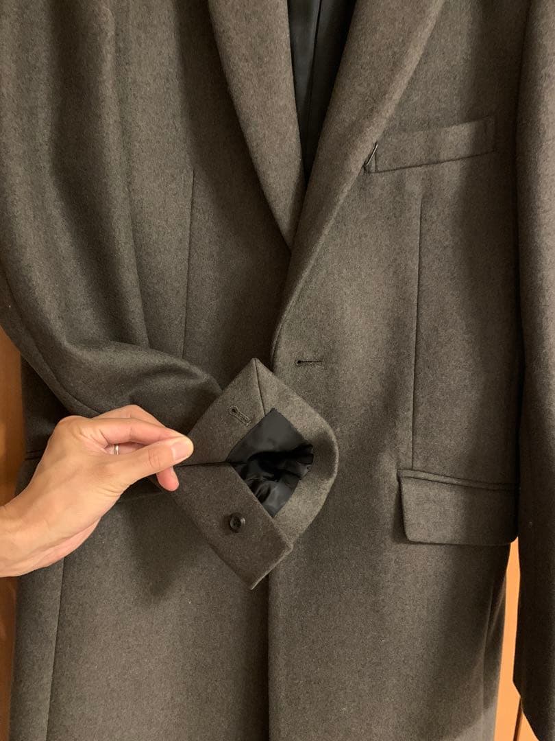 新品アタッチメントグレー カシミア混チェスターコート