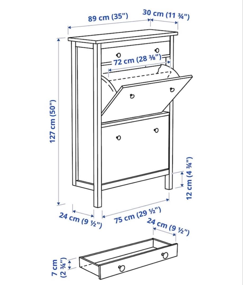 IKEA HEMNES ヘムネス シューズボックス2段, ホワイト