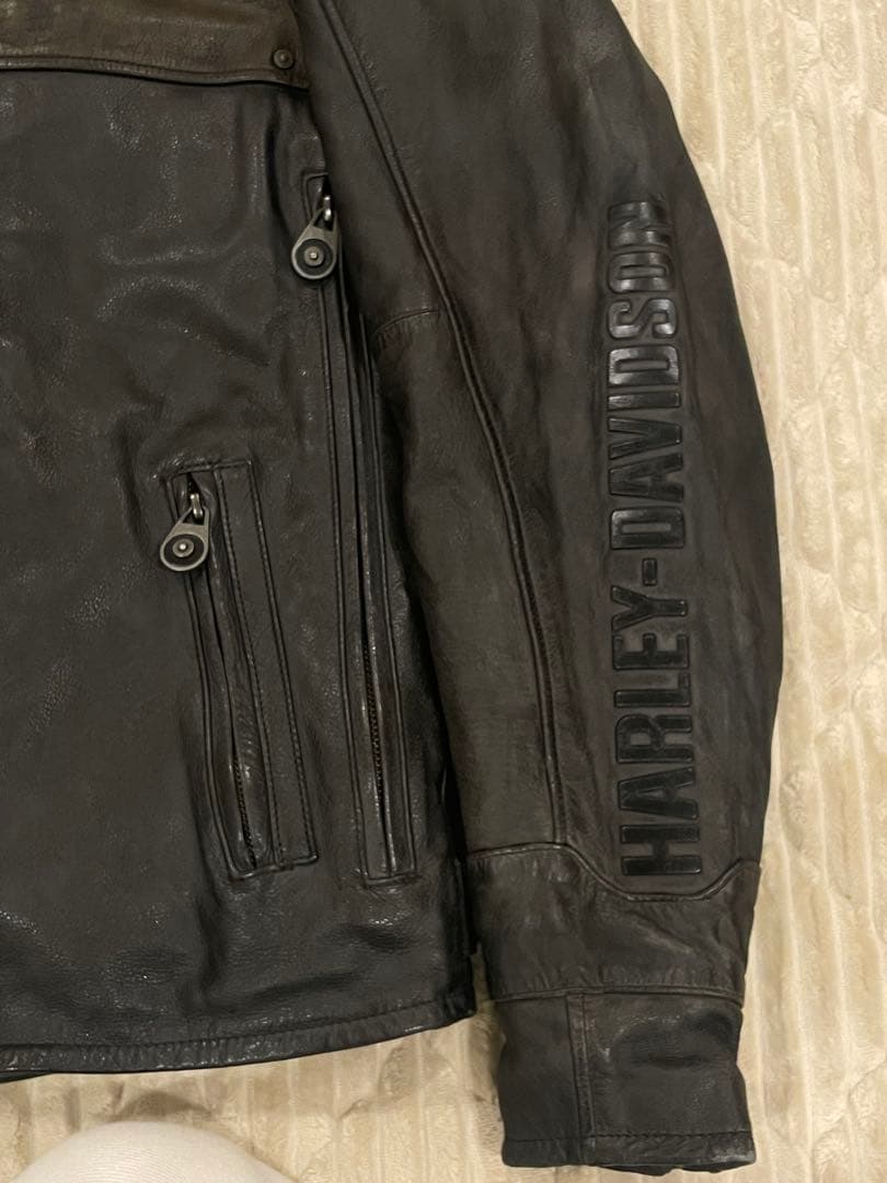 美品HARLEY-DAVIDSON ブラック本革ジャケットS冬用