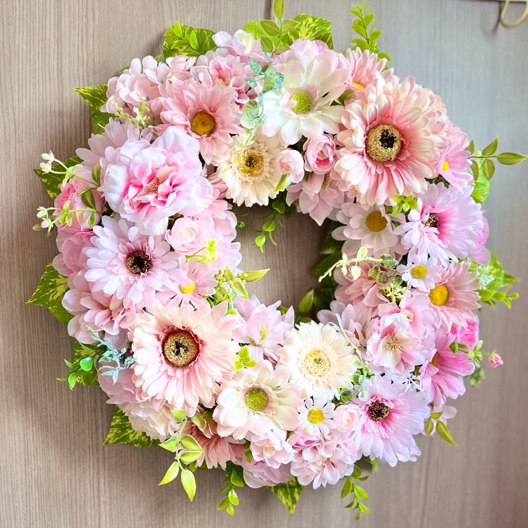 専用 超特大 ガーベラとマーガレットのフラワーリース 50cm