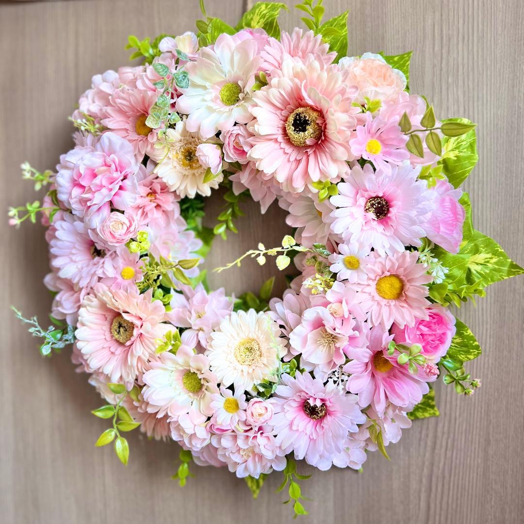 専用 超特大 ガーベラとマーガレットのフラワーリース 50cm