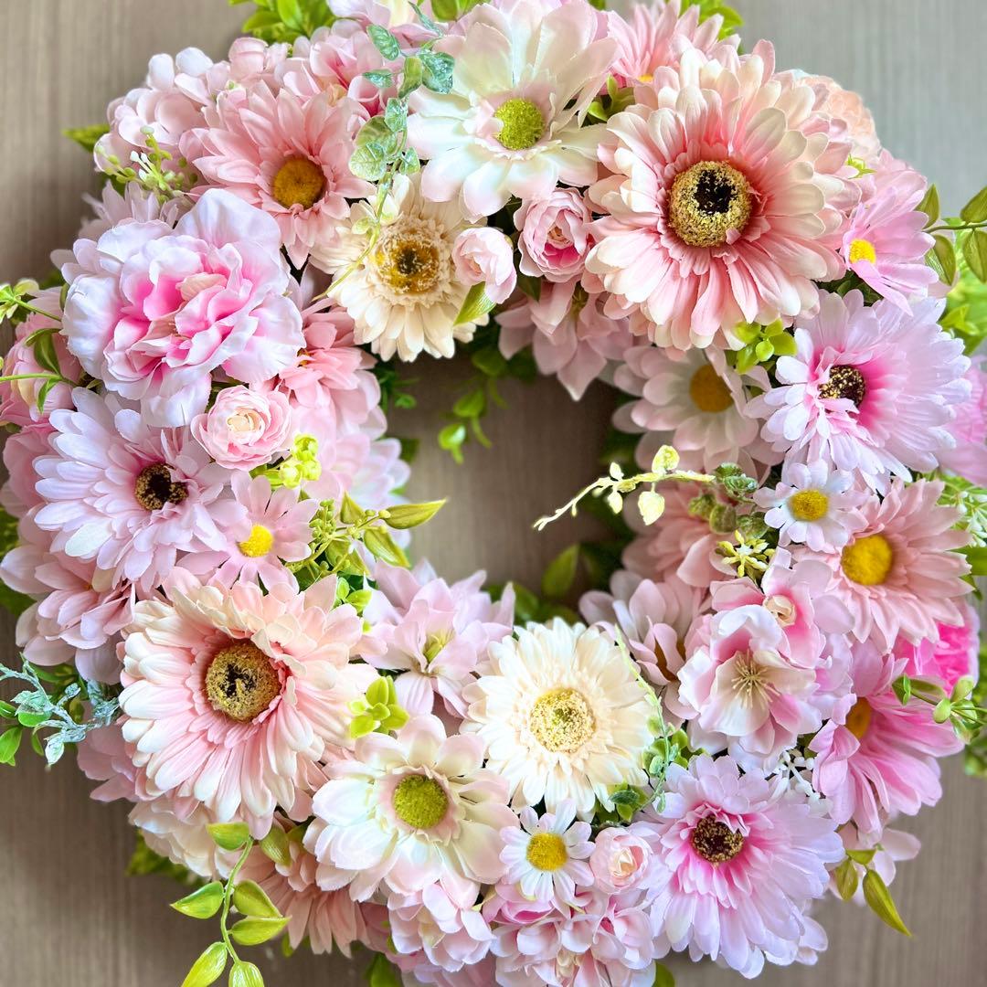 専用 超特大 ガーベラとマーガレットのフラワーリース 50cm