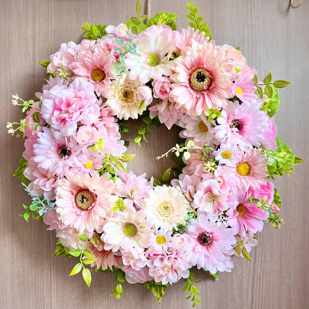 専用 超特大 ガーベラとマーガレットのフラワーリース 50cm