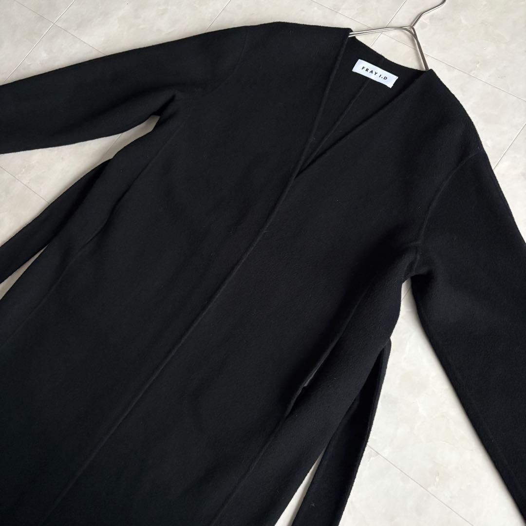 美品✨ FRAY I.D 10YEARリバーコート 黒0 尾州ウール ベルト付