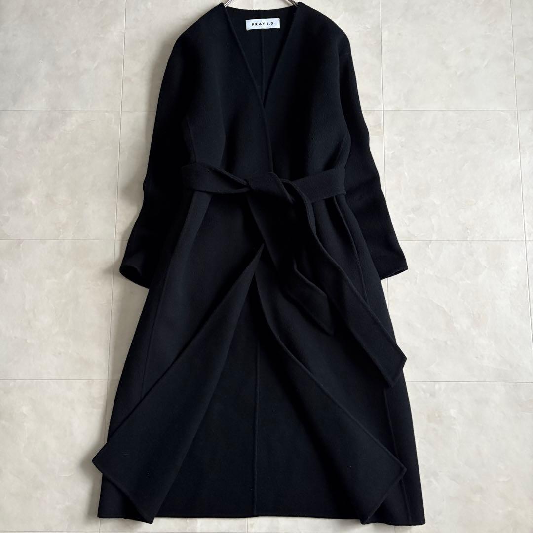 美品✨ FRAY I.D 10YEARリバーコート 黒0 尾州ウール ベルト付
