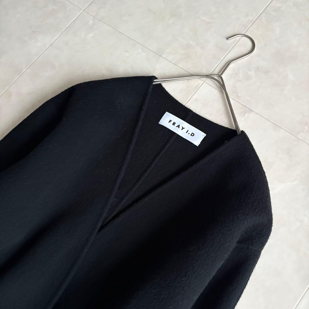 美品✨ FRAY I.D 10YEARリバーコート 黒0 尾州ウール ベルト付
