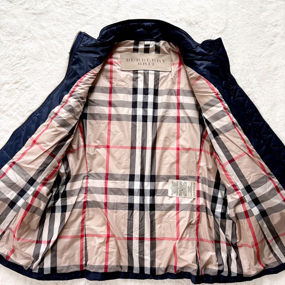 極美　バーバリーブリット　ノバチェック　メガ　キルティングベスト　ネイビー　XL