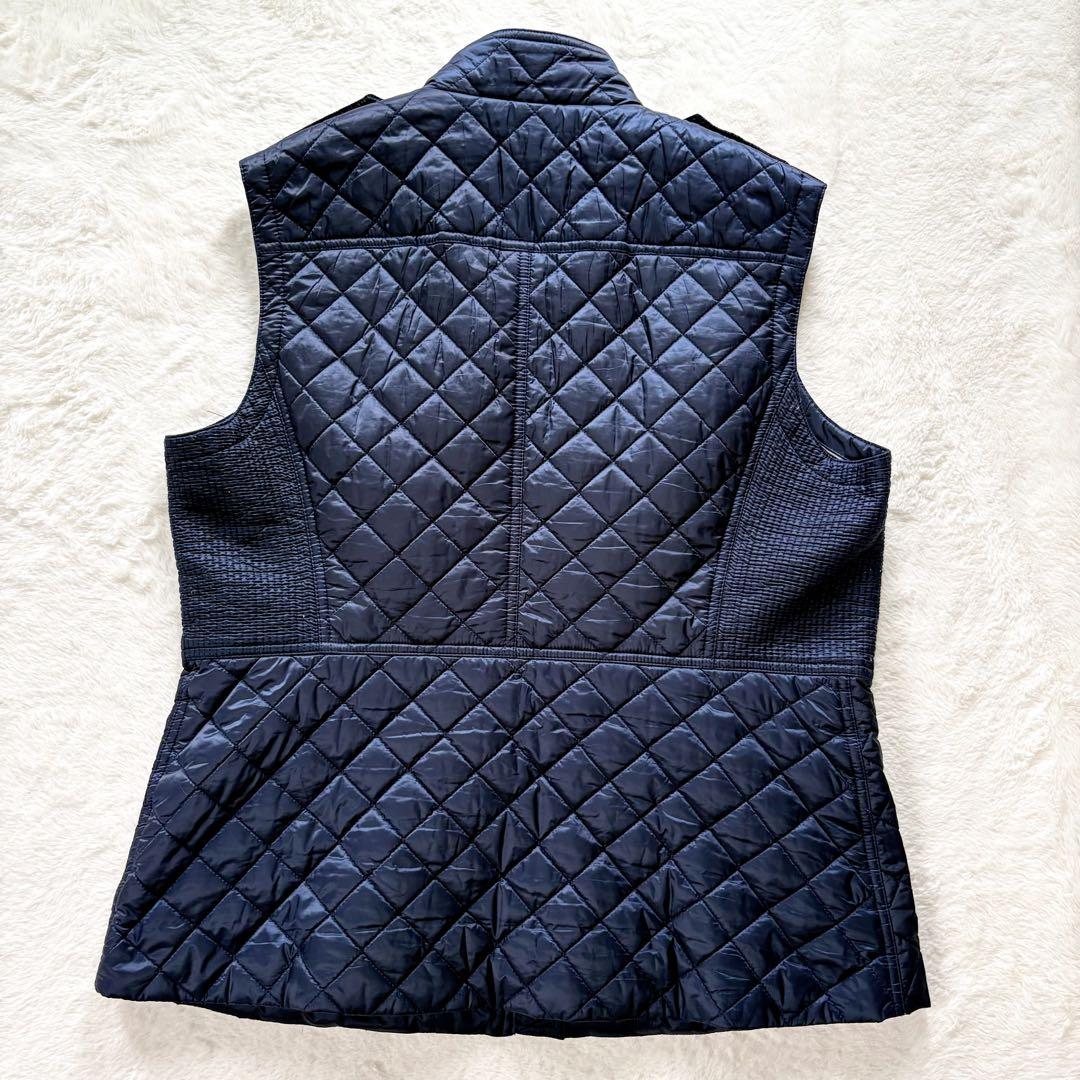 極美　バーバリーブリット　ノバチェック　メガ　キルティングベスト　ネイビー　XL