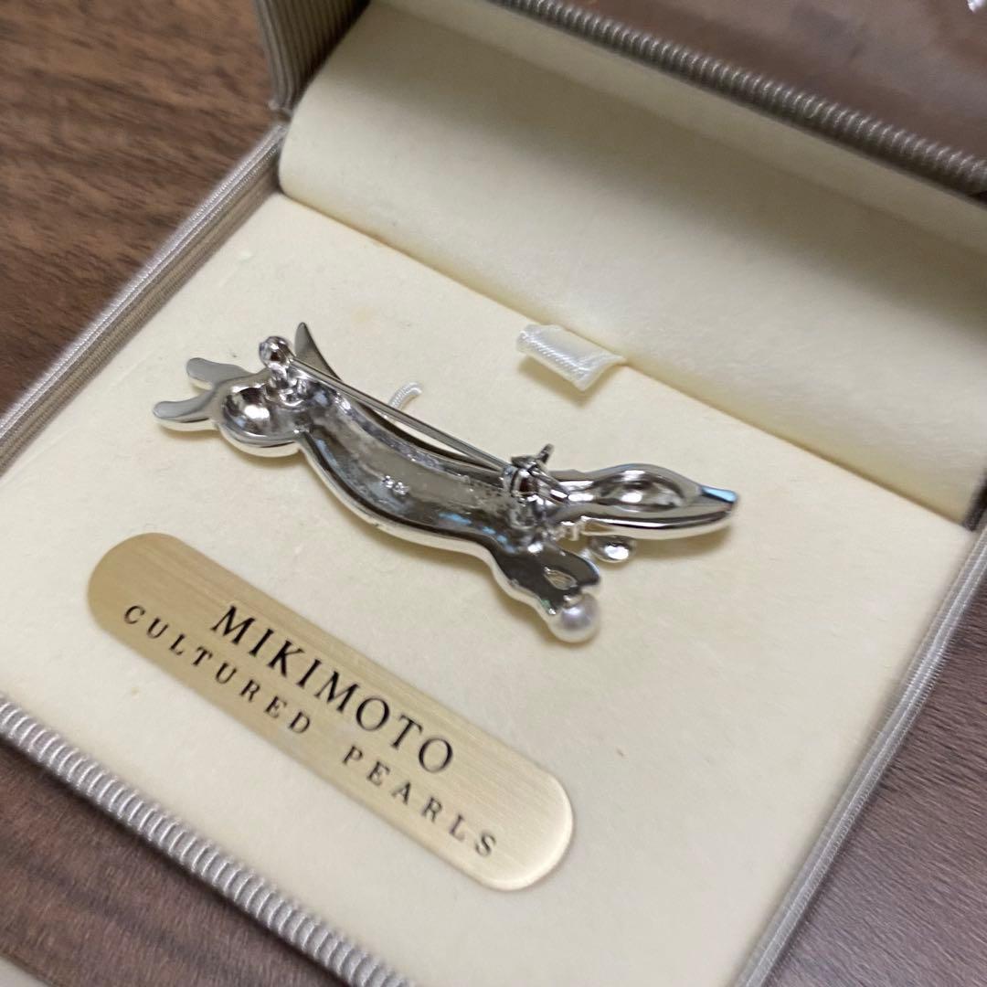 ミキモト MIKIMOTO ブローチ パール ダックスフント 犬 真珠 シルバー