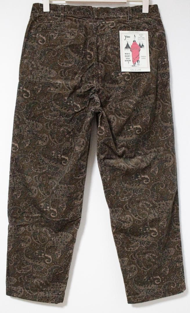 未使用 キャルオーライン ペイズリー柄 ２タックコーデュロイパンツ Mサイズ