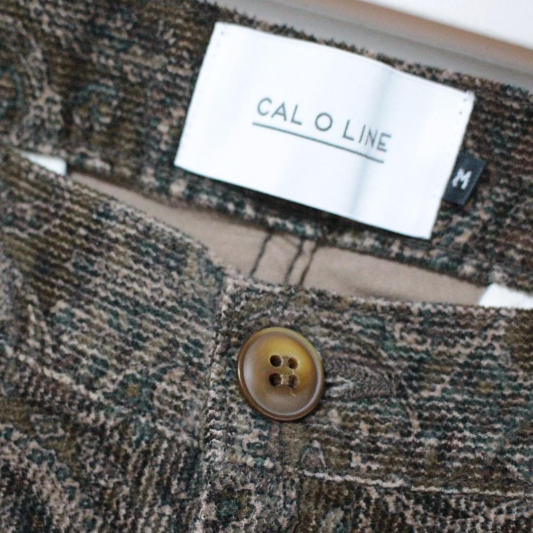 未使用 キャルオーライン ペイズリー柄 ２タックコーデュロイパンツ Mサイズ