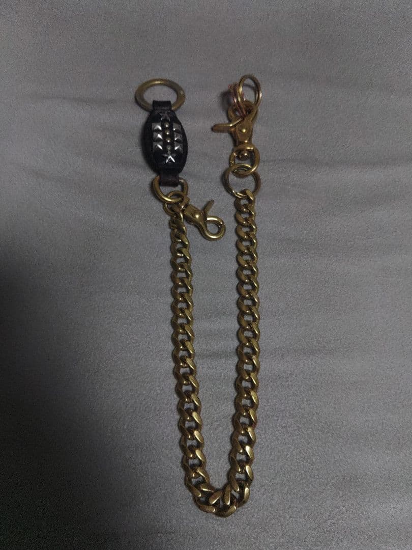 calee ブラスウォレットチェーン 本革 真鍮