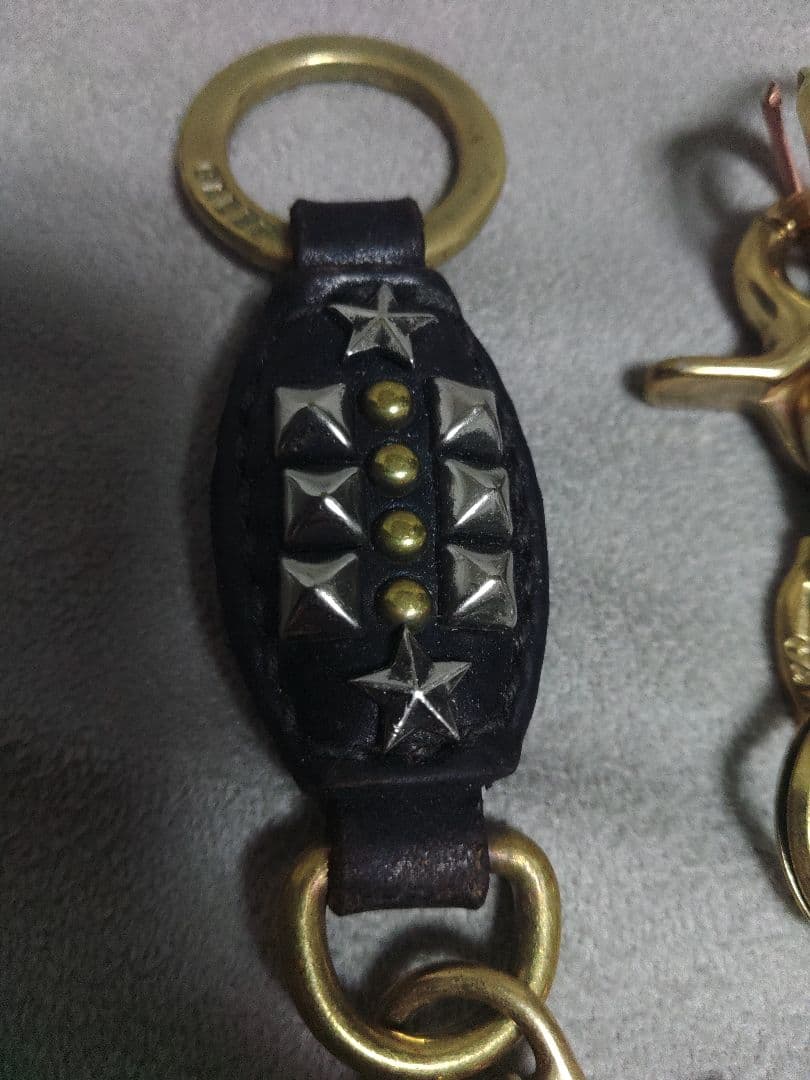 calee ブラスウォレットチェーン 本革 真鍮