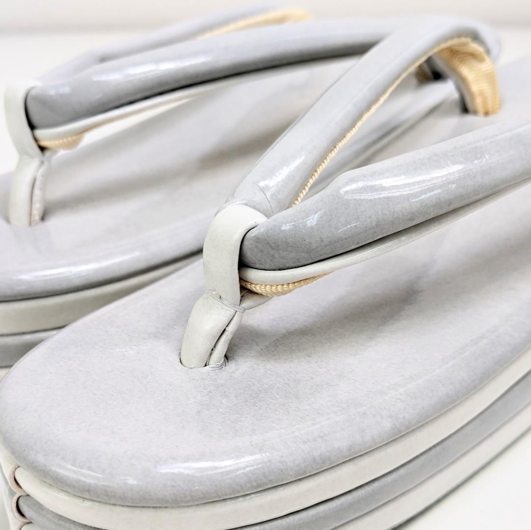 和装 草履 バッグ セット エナメル グレー シルバー 白 フリーサイズ u59