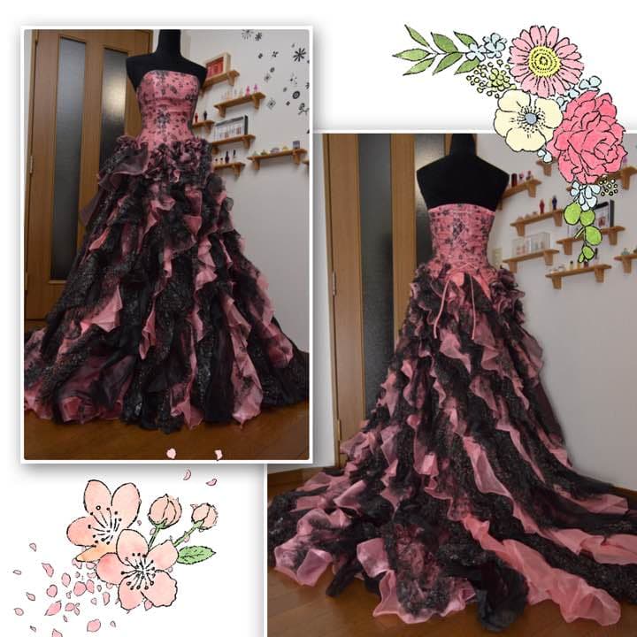 桜柄❤️カラードレス