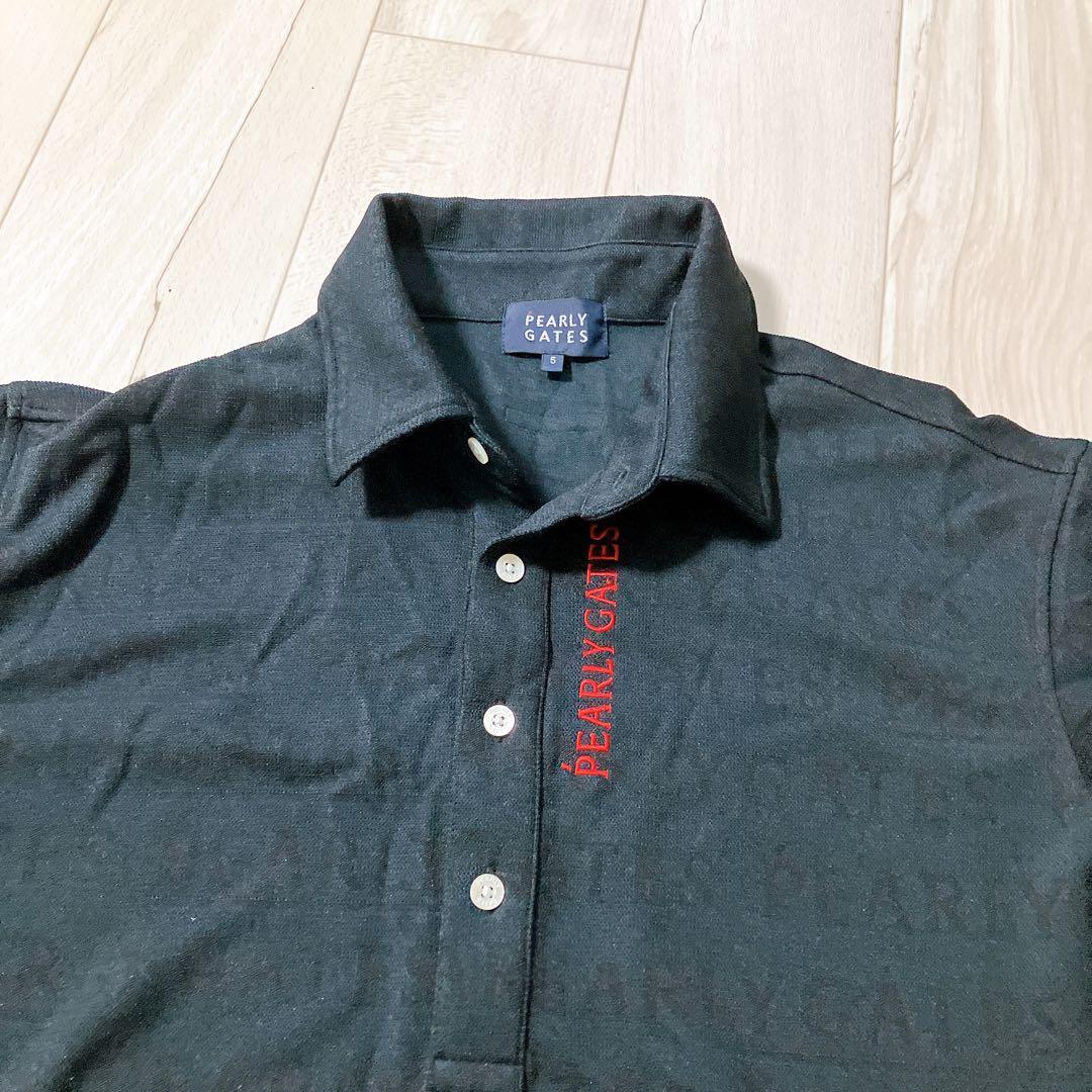 PEARLY GATES ポロシャツ 総柄 ブラック　2022年モデル