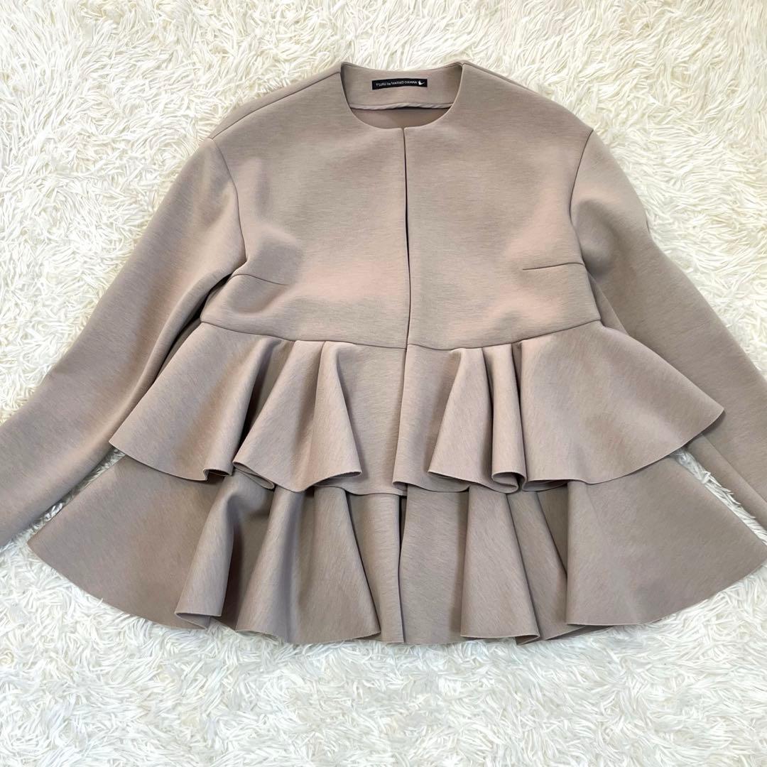 美品　TSURU By MARIKO OIKAWA フリルジャケット　ベージュ