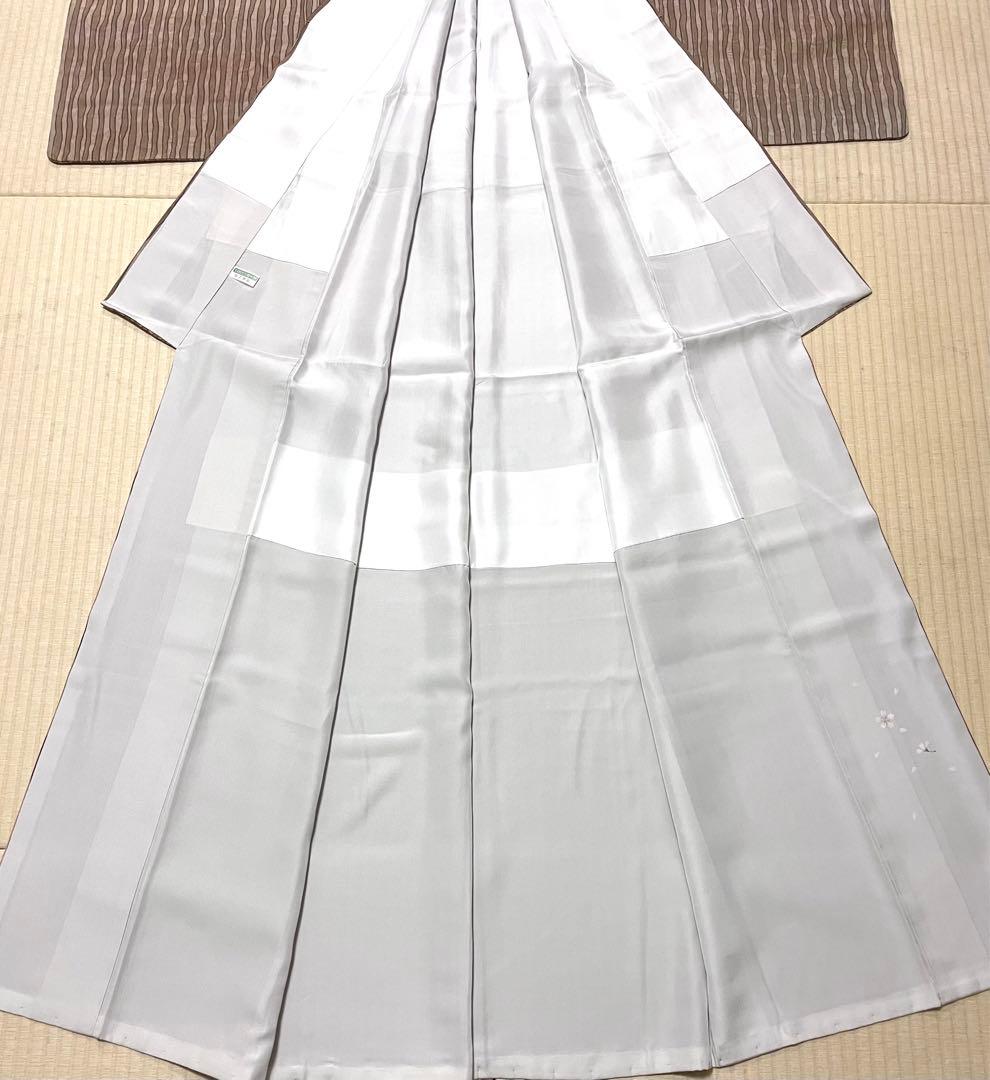 極上 三眠蚕 花唐草の地紋に縞の染め 小紋 残布