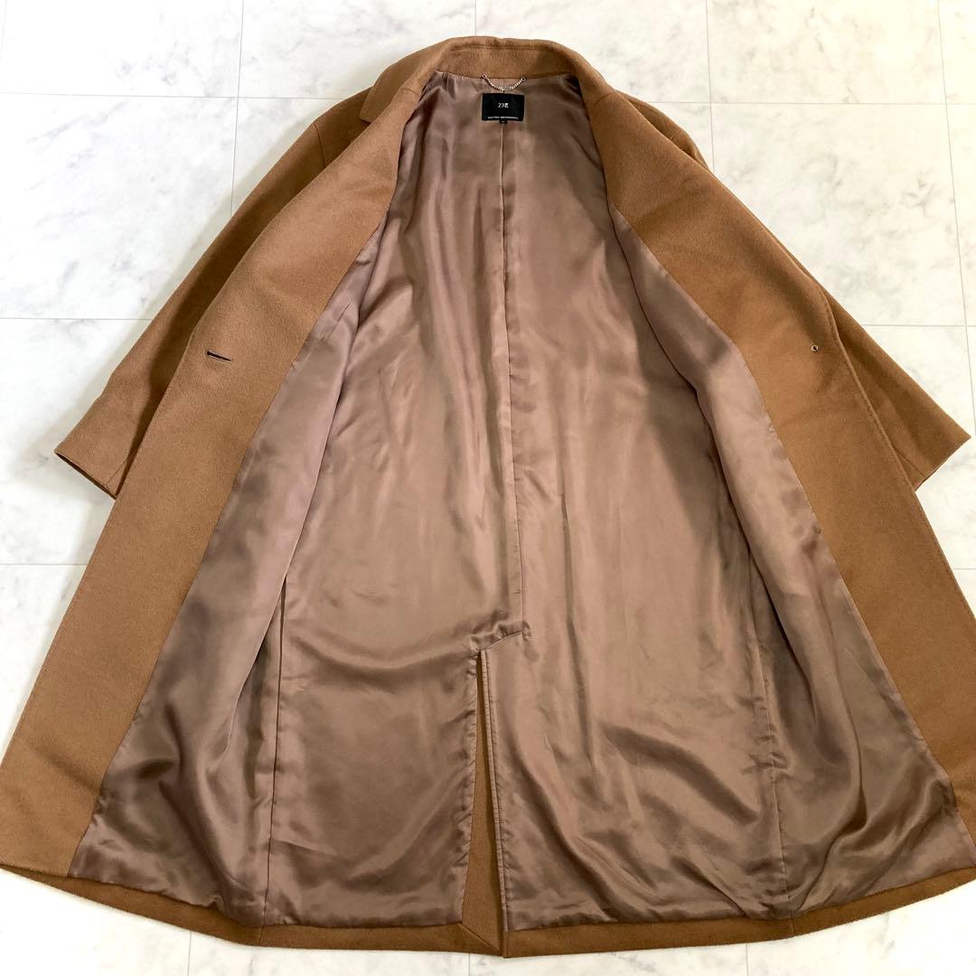 美品 23区 21AW ウールカシミヤビーバー チェスターコート ブラウン 36