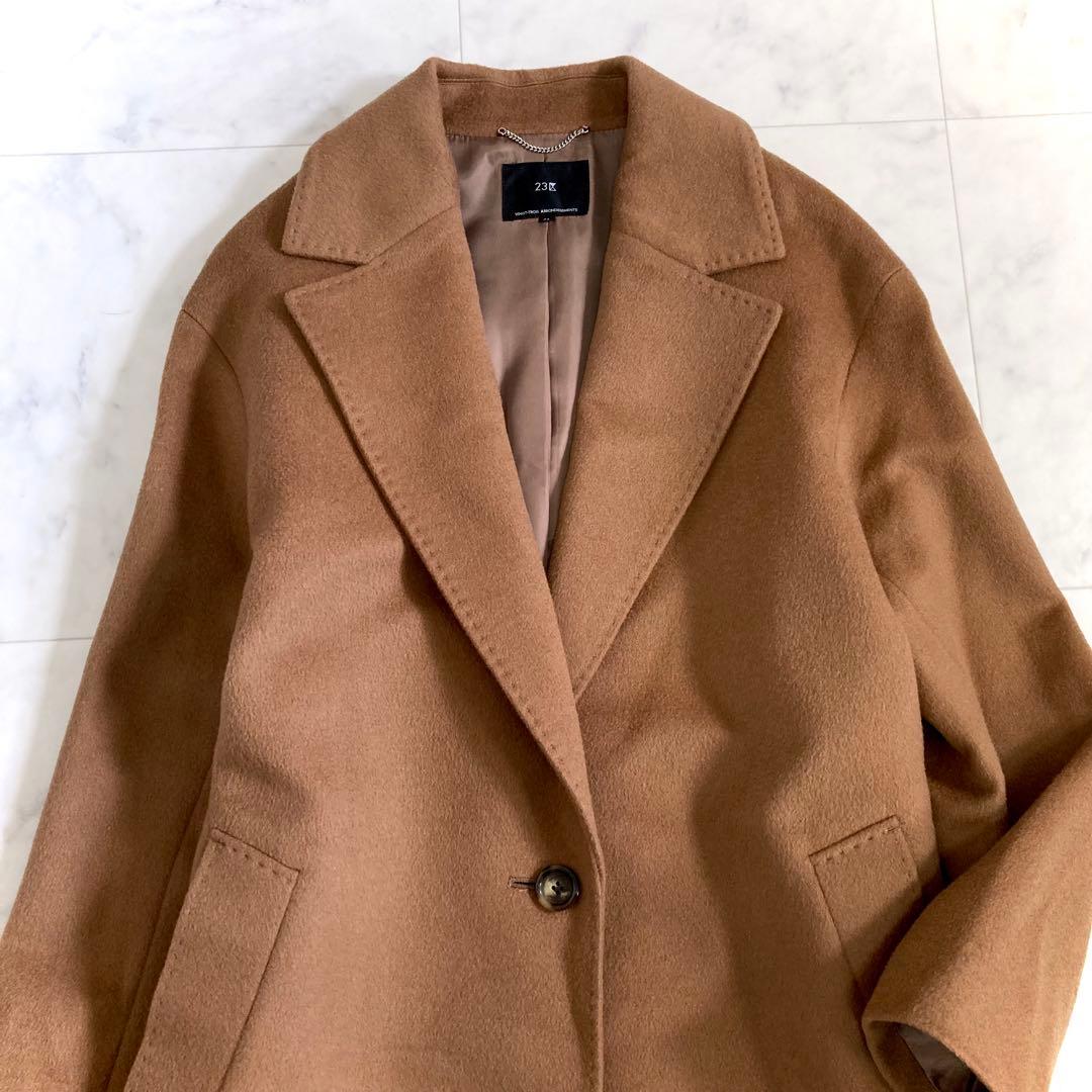 美品 23区 21AW ウールカシミヤビーバー チェスターコート ブラウン 36