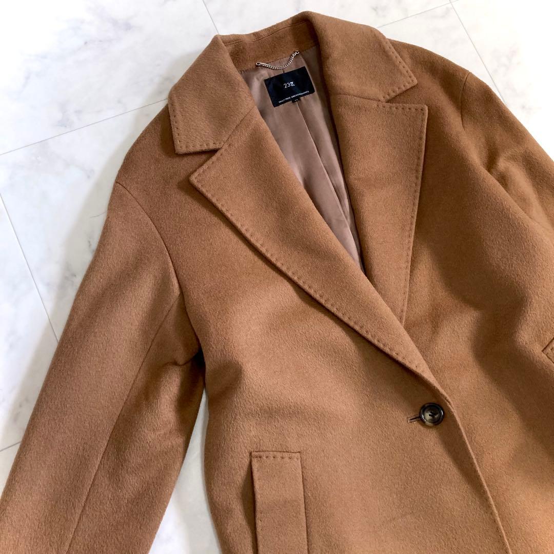 美品 23区 21AW ウールカシミヤビーバー チェスターコート ブラウン 36