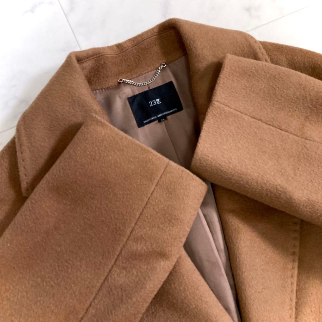 美品 23区 21AW ウールカシミヤビーバー チェスターコート ブラウン 36
