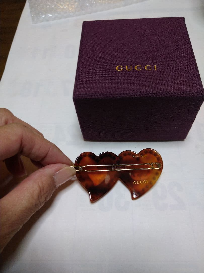 GUCCI グッチ インターロッキングGロゴ ハート ヘアピン ヘアクリップ