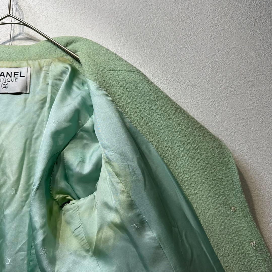 希少 CHANEL 上質 ウール シルク ツイード パール テーラードジャケット