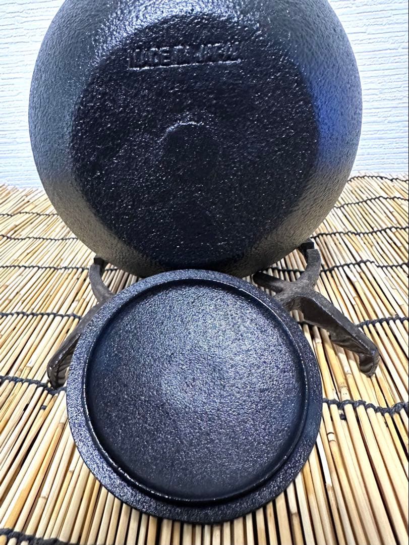 未使用品、供箱、タグ付　南部池永造　１５型福禄アラレ　南部鉄瓶　南部鉄器　鉄瓶