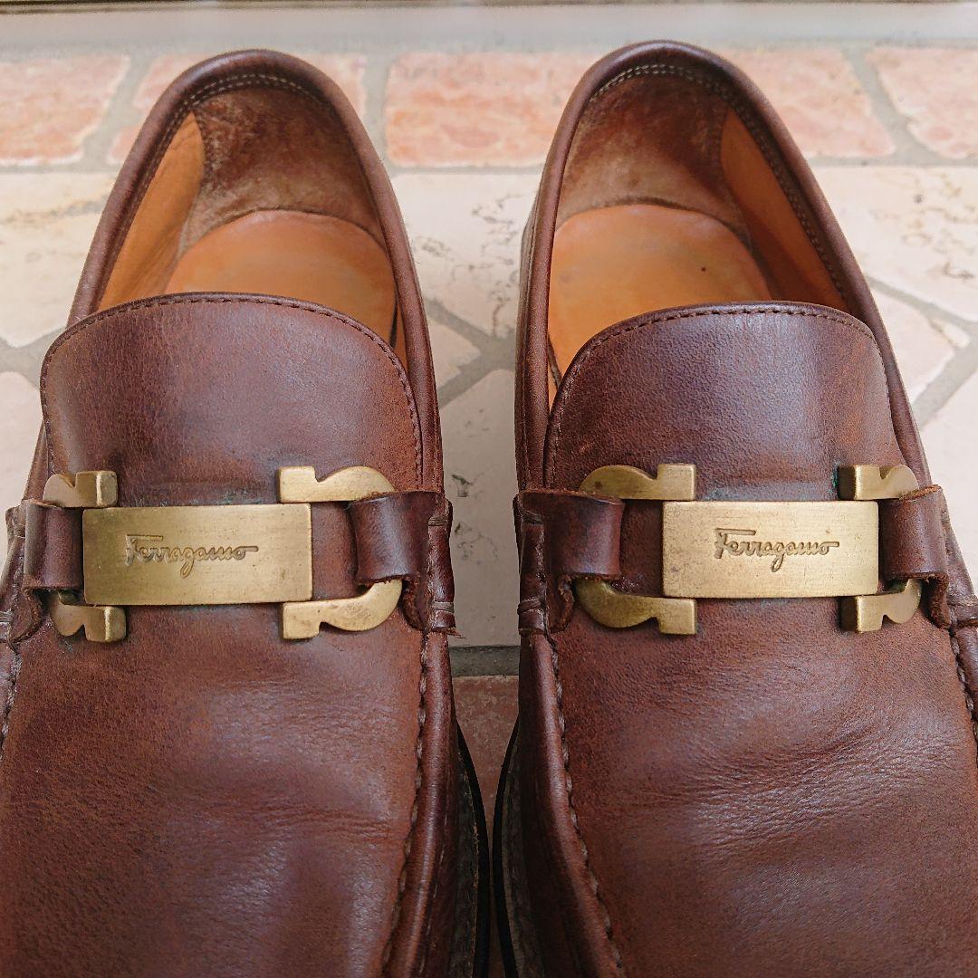 サルヴァトーレ フェラガモ メンズ ローファー レザー ガンチーニ 　24.5