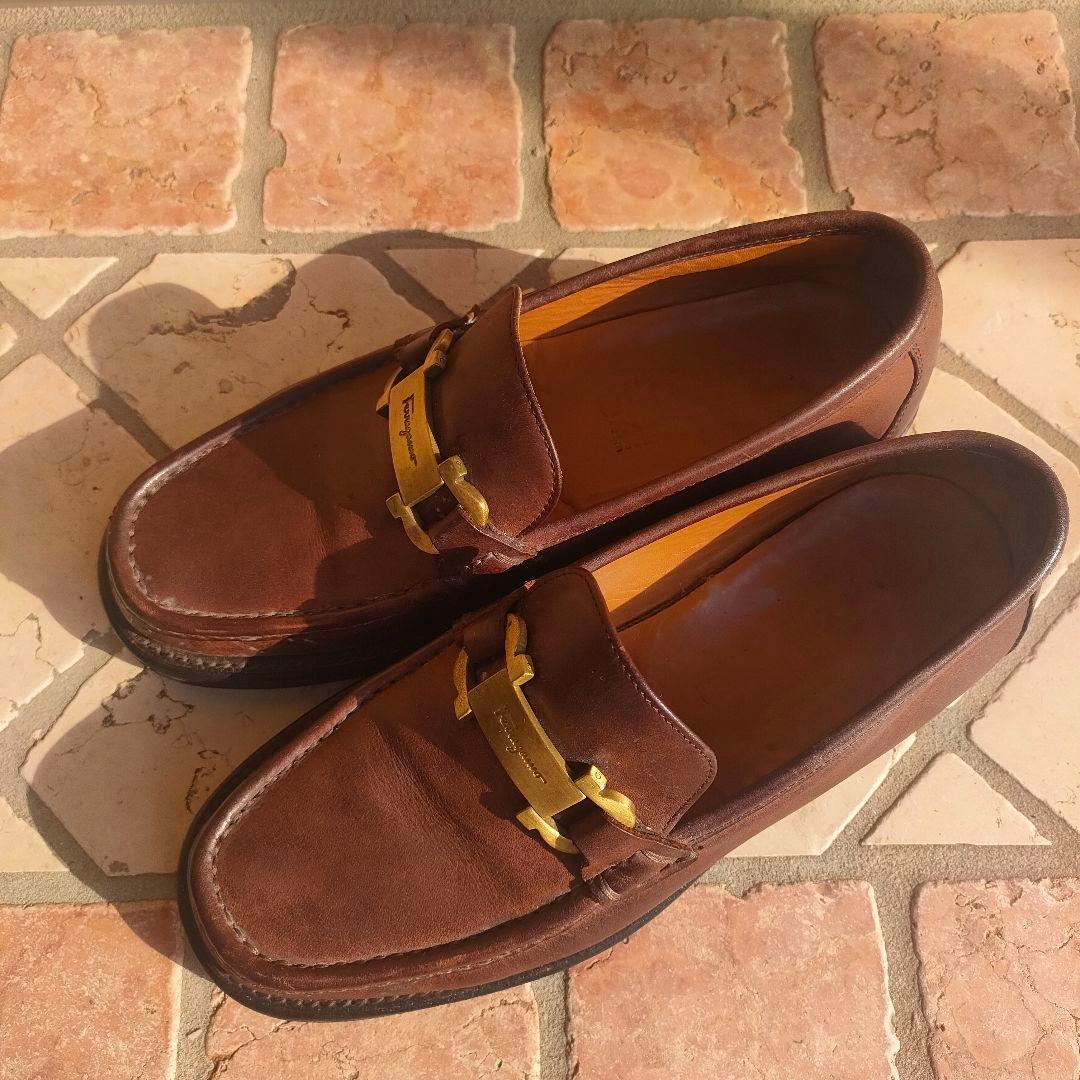 サルヴァトーレ フェラガモ メンズ ローファー レザー ガンチーニ 　24.5