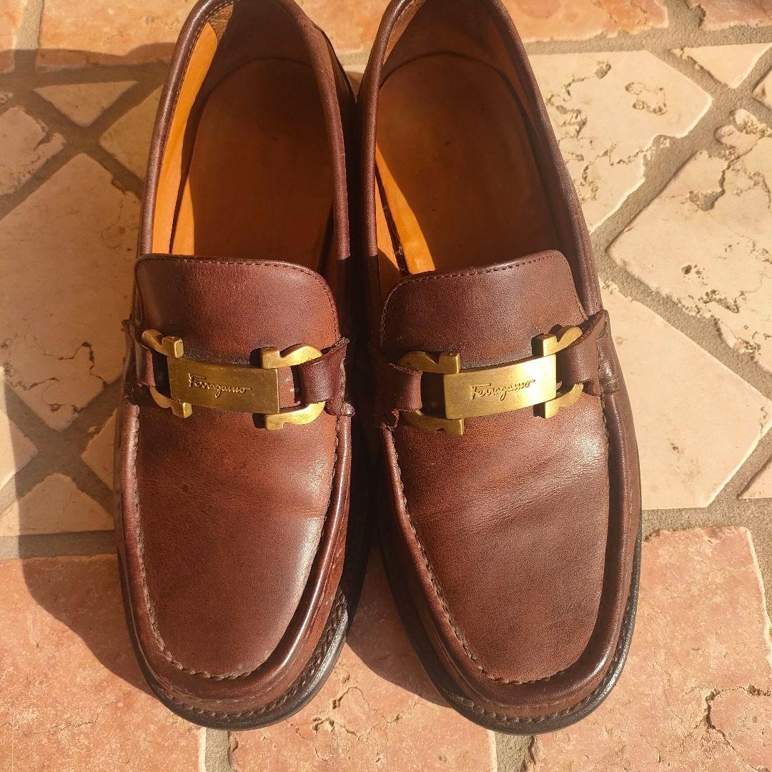 サルヴァトーレ フェラガモ メンズ ローファー レザー ガンチーニ 　24.5