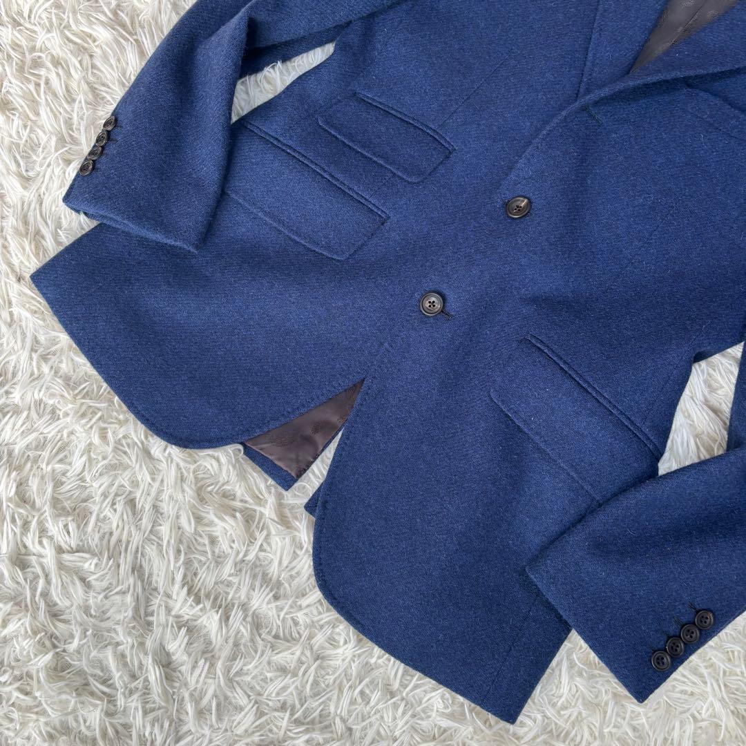 ✨️美品 ハリスツイード テーラードジャケット ペイズリー ブルー 2B 総裏