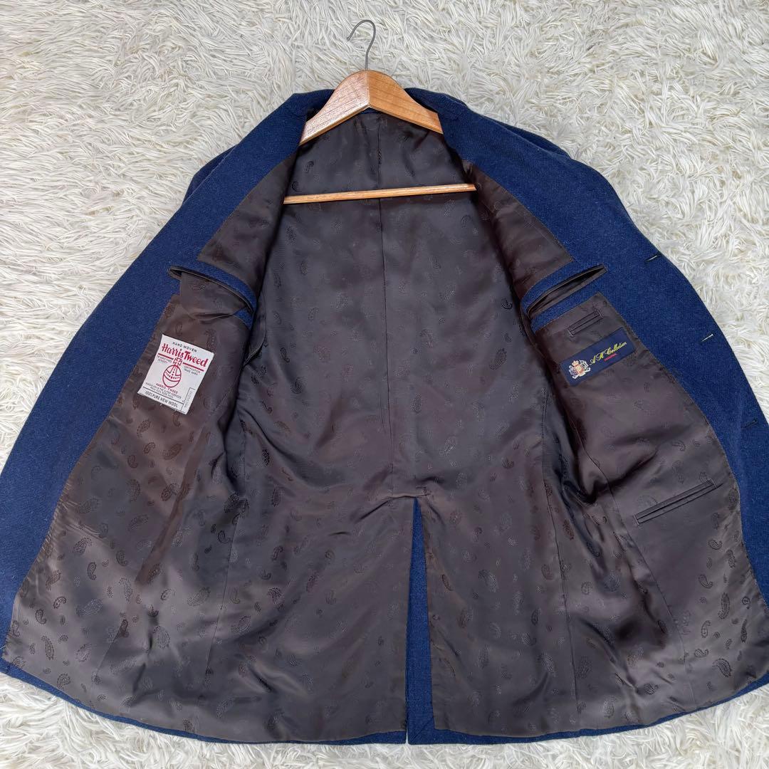 ✨️美品 ハリスツイード テーラードジャケット ペイズリー ブルー 2B 総裏