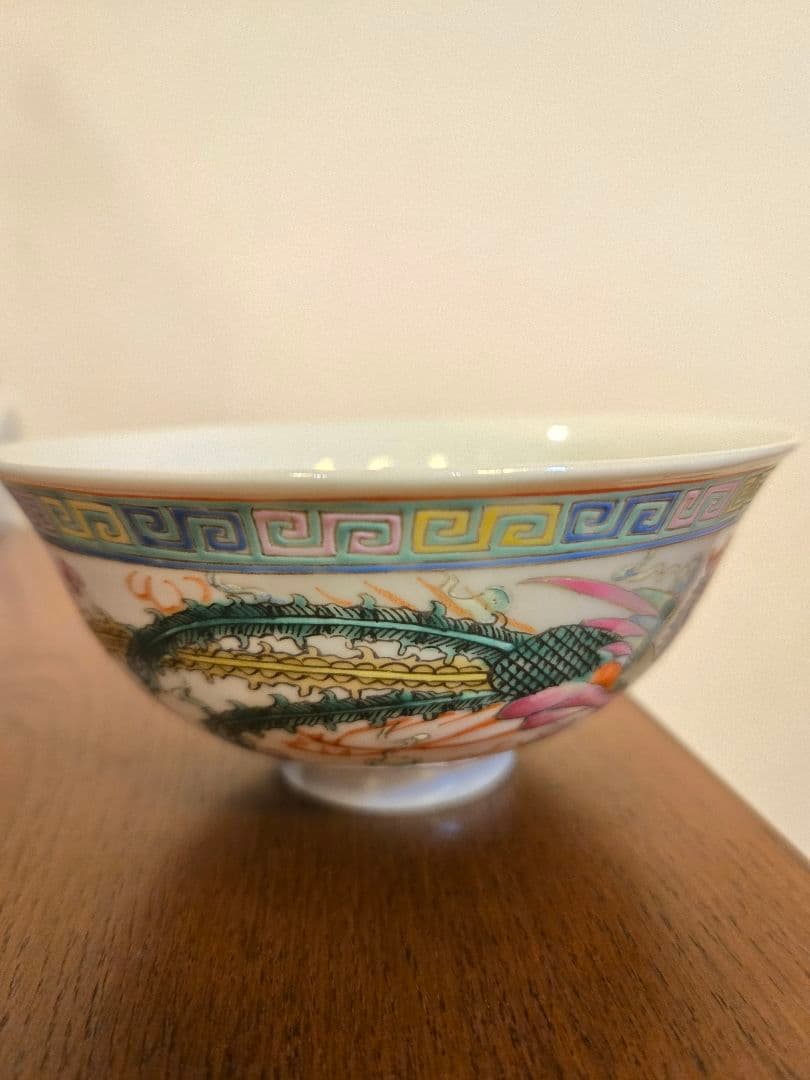 古美術 中国 色絵 鳳龍紋 碗 光緒年製