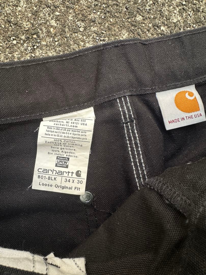 フ*※様 Carhartt B01-BLK ルーズフィット ブラックパンツ 34
