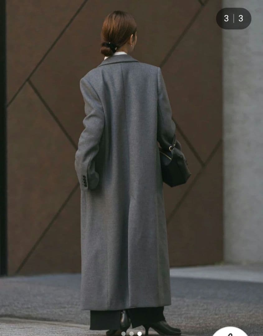 Noble メルトンロングチェスターコート グレー