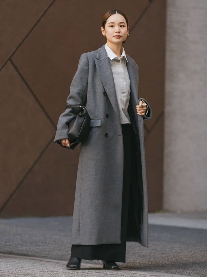 Noble メルトンロングチェスターコート グレー