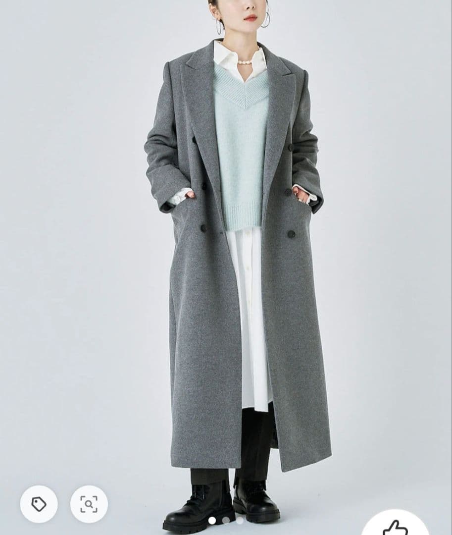 Noble メルトンロングチェスターコート グレー