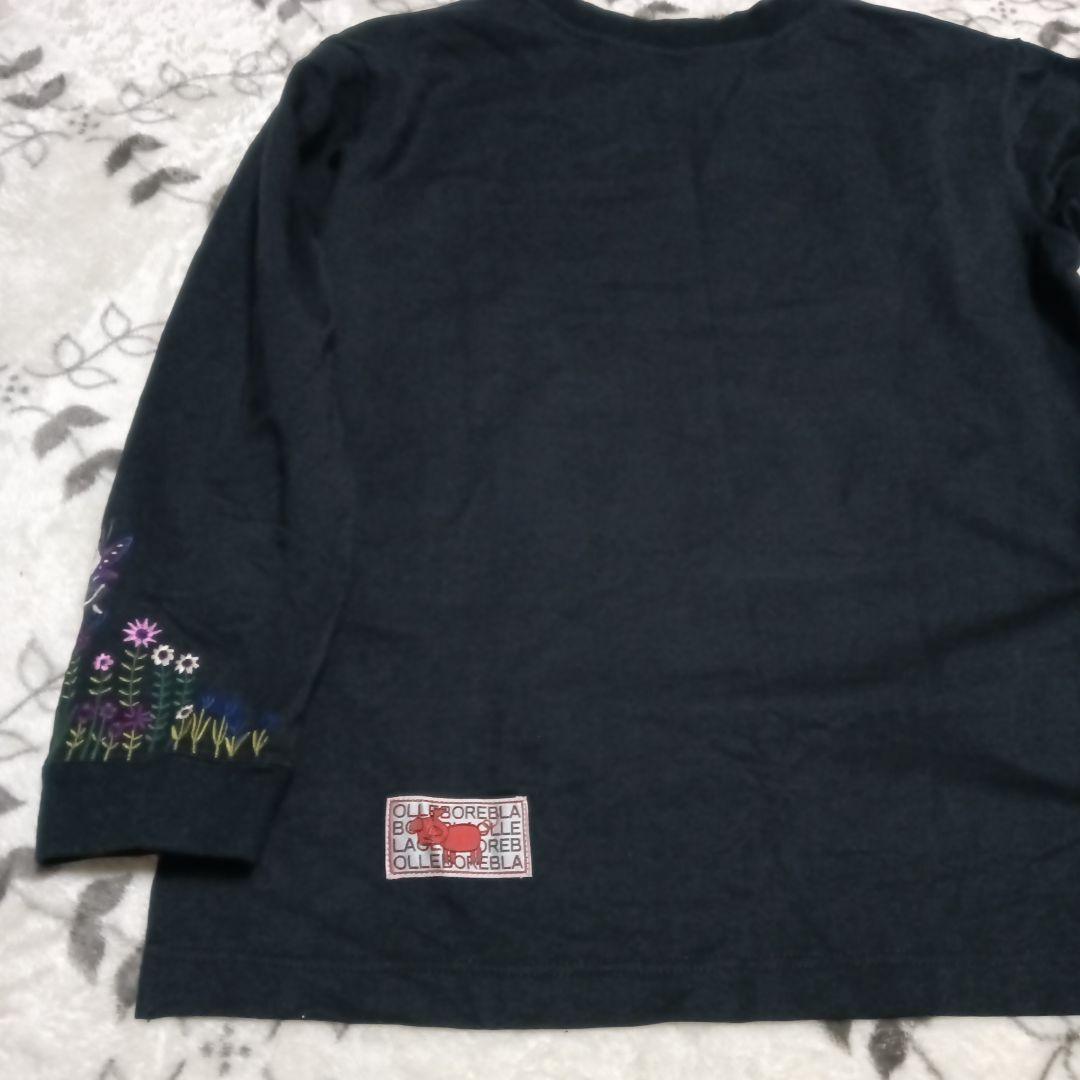 にこにこ　美品　アルベロベロ　刺繍カットソー　トレーナー　ブラック