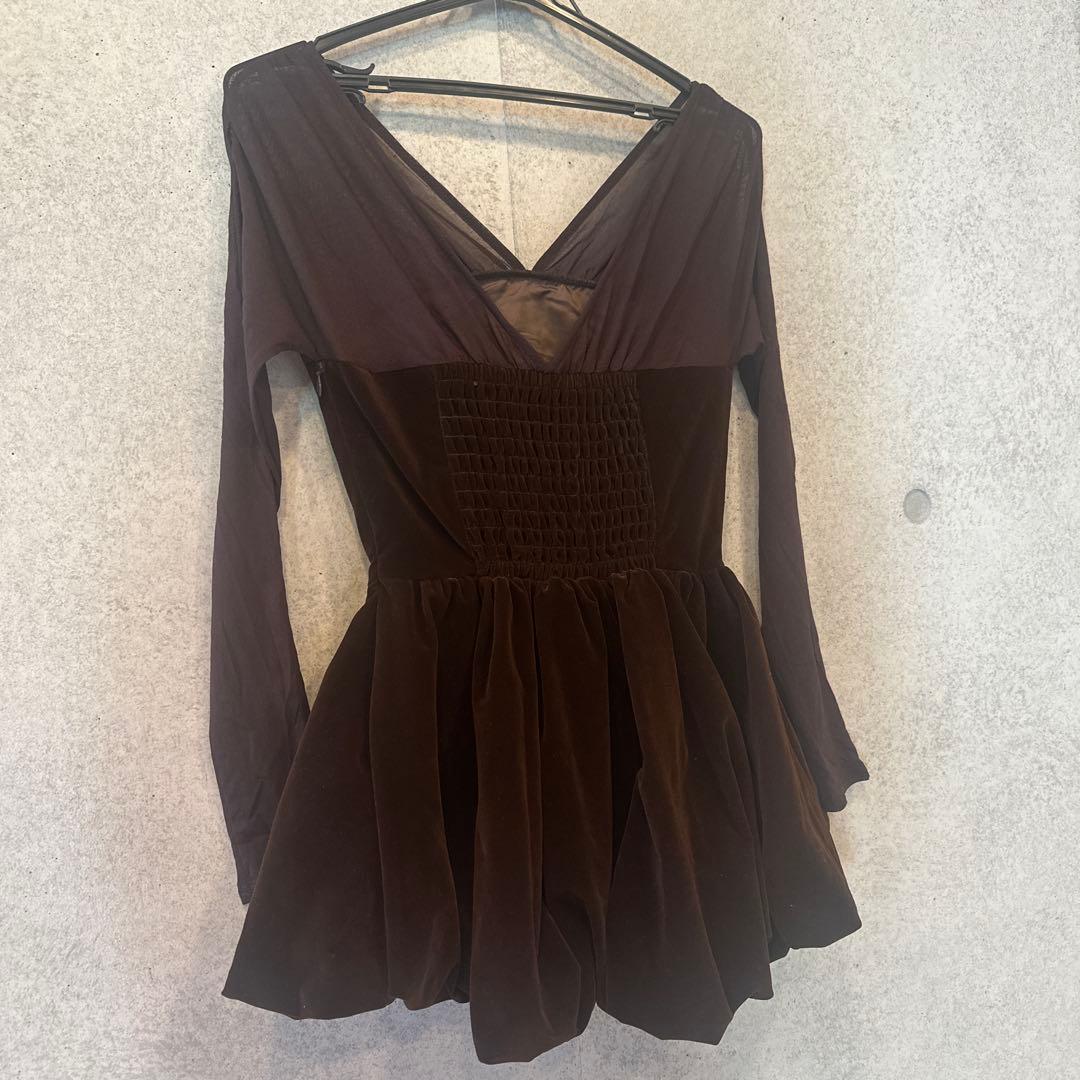 ★新品未使用★美品★poláura ベロアビスチェバルーントップス brown