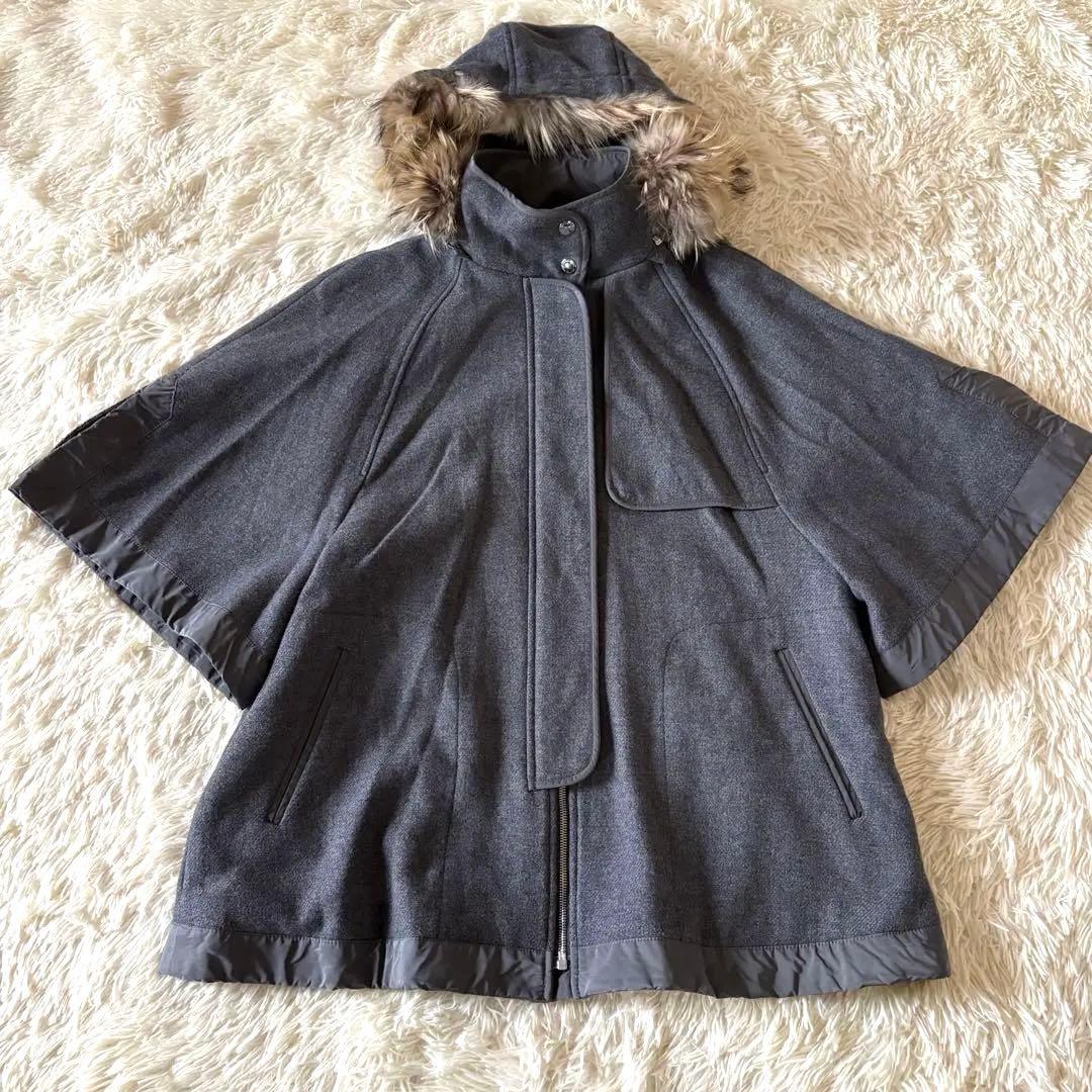 良品✨スポーツマックスコード　ケープコート　3way ファー　オーバーサイズ　L