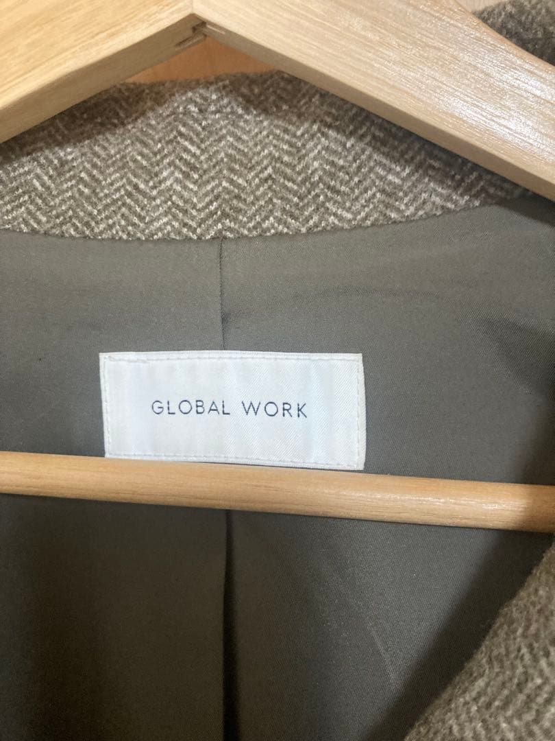 最終値下げ　GLOBALWORK 軽やかストレッチ衿2WAYコートヘリンボーン
