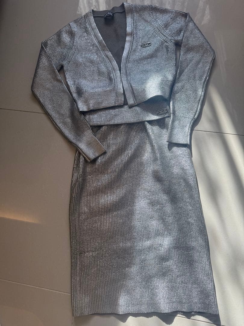 DIESEL シルバー ニットワンピース