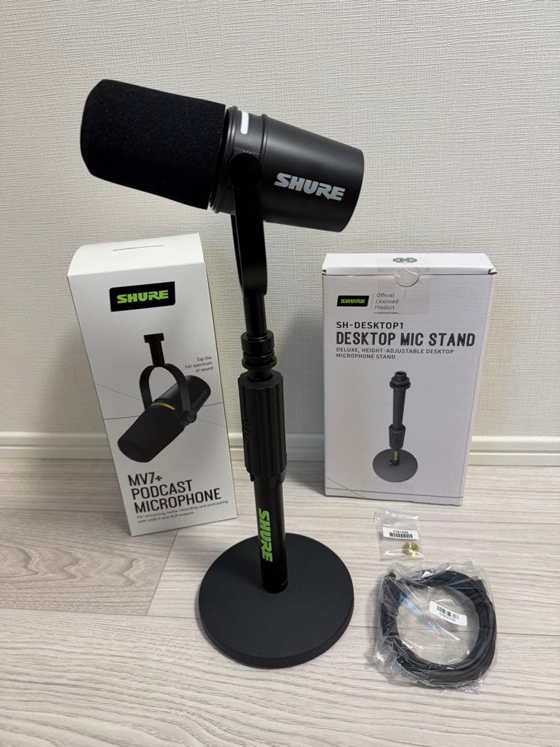 Shure MV7+マイク + Gator SH-DESKTOP1 スタンド