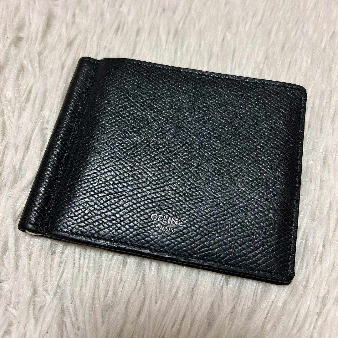⭐️美品⭐️セリーヌ マネークリップ ブラック グレインレザー メンズ 折り財布