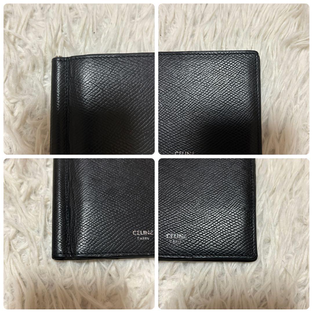 ⭐️美品⭐️セリーヌ マネークリップ ブラック グレインレザー メンズ 折り財布
