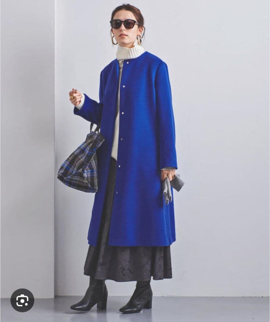 UNITED ARROWS ノーカラー ベルスリーブ コート