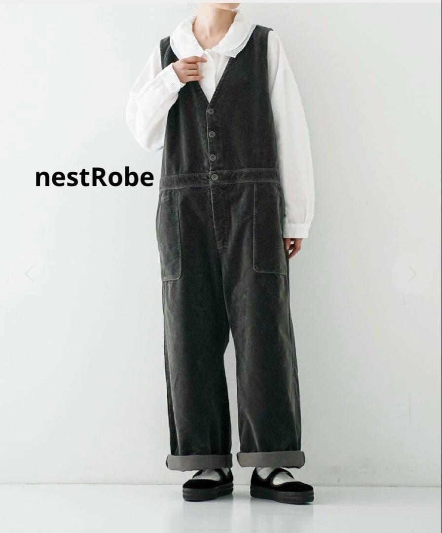 nestRobeネストローブ　コットンベルベットサロペット